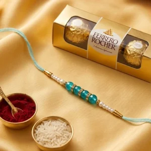 Blue-Pearl-Rakhi-with-Chocolates