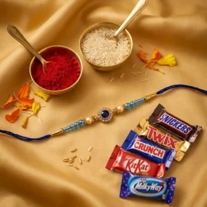 Blue Stone Rakhi with 5 Chocolates