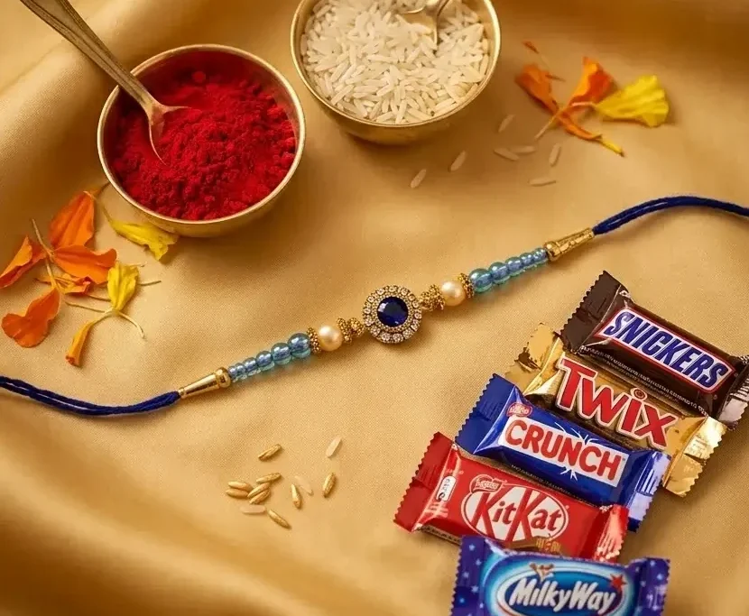 Blue-Stone-Rakhi-with-5-Chocolates