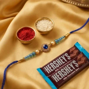 Blue Stone Rakhi with 5 HERSHEY’S Chocolates