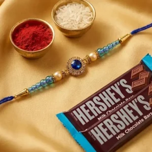 Blue-Stone-Rakhi-with-5-HERSHEY’S-Chocolates