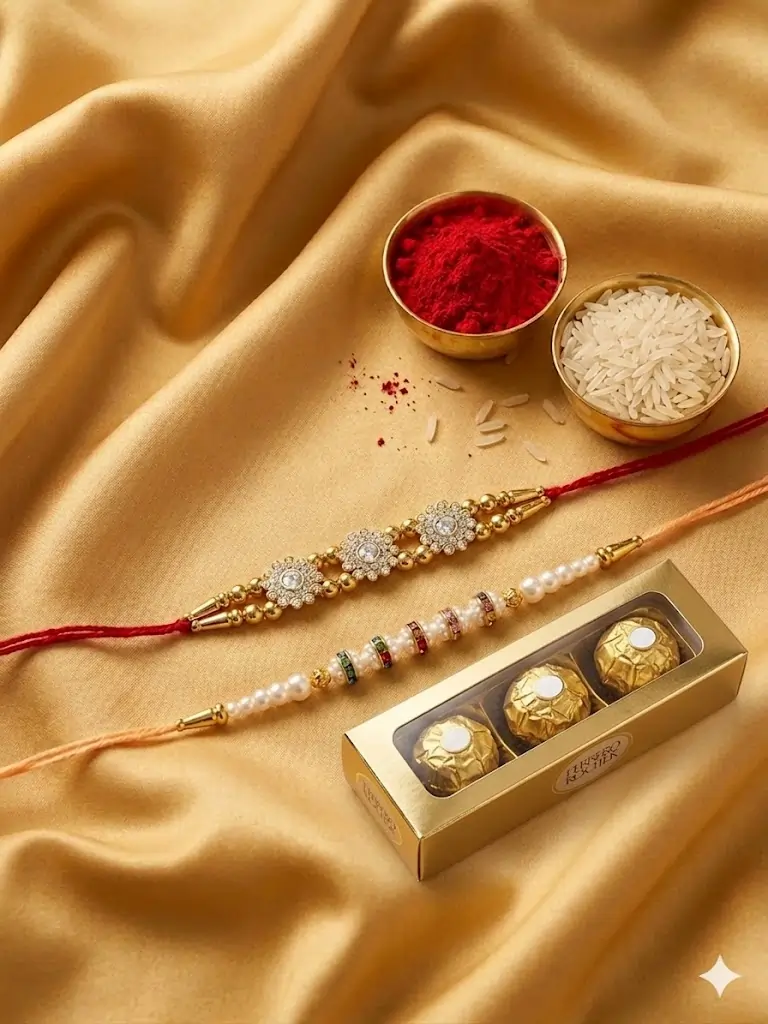 Brother Rakhi Combo – Set of 2 with Ferrero Rocher Chocolates