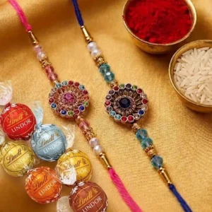 Designer-Multicolor-Rakhi-Pair-with-Chocolates