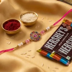 Designer Pink Thread Rakhi with HERSHEY’S Chocolates