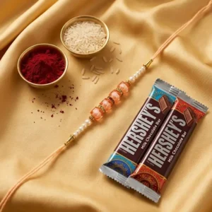 orange Pearl Rakhi with Chocolates