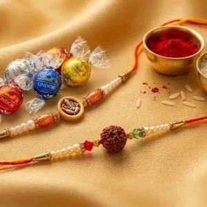 Rudraksha & Ganesh Rakhi Combo with Chocolates
