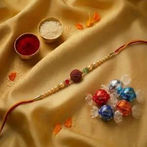Rudraksha Rakhi with Lindor Truffle Combo