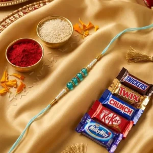 Stylish Stone Pearl Rakhi with Sweet Chocolate