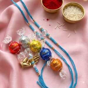 Bhai-Bhabhi-Rakhi-Set-with-Lindor-Chocolates – Raksha-Bandhan-Combo-Gift