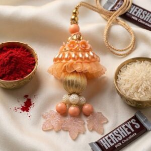 Peach-Lumba-Rakhi-with-HERSHEY’S-Milk-Chocolates
