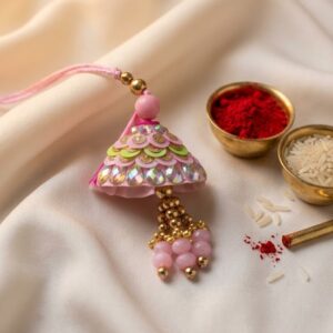 Premium-pink-Lumba-Rakhi-for-Bhabhi-with-Elegant-Hanging-Design